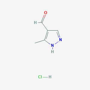 molecular formula C5H7ClN2O B3094416 3-Methyl-1h-pyrazole-4-carbaldehyde hydrochloride CAS No. 1257849-73-2