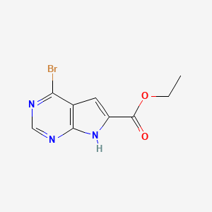 molecular formula C9H8BrN3O2 B3094427 ethyl 4-bromo-7H-pyrrolo[2,3-d]pyrimidine-6-carboxylate CAS No. 1257856-84-0