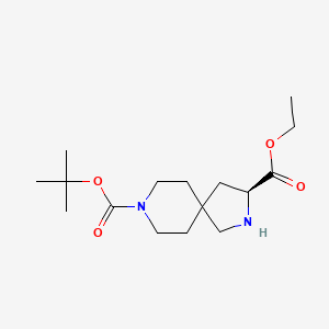 molecular formula C16H28N2O4 B3094531 (S)-8-叔丁基 3-乙基 2,8-二氮杂螺[4.5]癸烷-3,8-二羧酸酯 CAS No. 1259039-30-9
