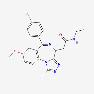 molecular formula C22H22ClN5O2 B3094650 4H-[1,2,4]Triazolo[4,3-a][1,4]benzodiazepine-4-acetamide, 6-(4-chlorophenyl)-N-ethyl-8-methoxy-1-methyl- CAS No. 1260530-43-5