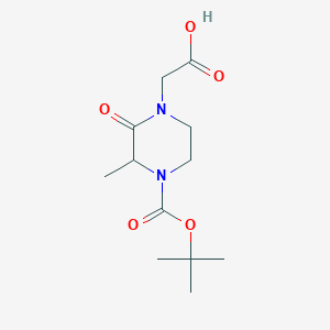 molecular formula C12H20N2O5 B3094719 2-[4-(Tert-butoxycarbonyl)-3-methyl-2-oxo-1-piperazinyl]acetic acid CAS No. 1260637-59-9