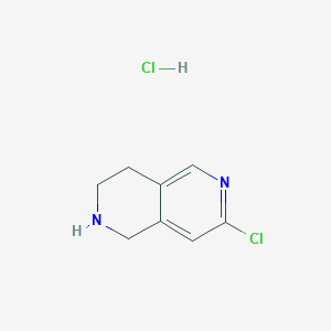 molecular formula C8H10Cl2N2 B3094740 7-Chloro-1,2,3,4-tetrahydro-2,6-naphthyridine hydrochloride CAS No. 1260664-42-3
