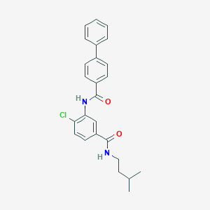 molecular formula C25H25ClN2O2 B309476 N-{2-chloro-5-[(isopentylamino)carbonyl]phenyl}[1,1'-biphenyl]-4-carboxamide 