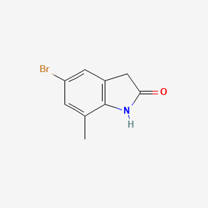 molecular formula C9H8BrNO B3094773 5-溴-7-甲基-2,3-二氢-1H-吲哚-2-酮 CAS No. 1260761-08-7