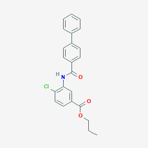 molecular formula C23H20ClNO3 B309479 Propyl 3-[([1,1'-biphenyl]-4-ylcarbonyl)amino]-4-chlorobenzoate 