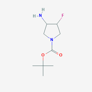 molecular formula C9H17FN2O2 B3094806 tert-Butyl 3-Amino-4-fluoropyrrolidine-1-carboxylate CAS No. 1260848-87-0