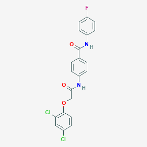 molecular formula C21H15Cl2FN2O3 B309483 4-{[(2,4-dichlorophenoxy)acetyl]amino}-N-(4-fluorophenyl)benzamide 