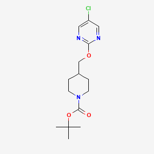 molecular formula C15H22ClN3O3 B3094861 tert-Butyl 4-(((5-chloropyrimidin-2-yl)oxy)methyl)piperidine-1-carboxylate CAS No. 1261231-05-3