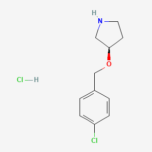 molecular formula C11H15Cl2NO B3094884 (R)-3-(4-Chloro-benzyloxy)-pyrrolidine hydrochloride CAS No. 1261234-02-9