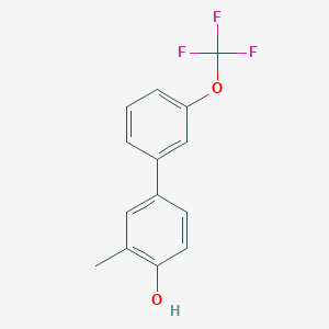 molecular formula C14H11F3O2 B3094923 2-Methyl-4-(3-trifluoromethoxyphenyl)phenol CAS No. 1261485-28-2