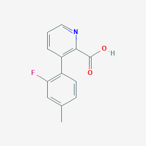 molecular formula C13H10FNO2 B3095206 3-(2-氟-4-甲基苯基)吡啶-2-甲酸 CAS No. 1261962-42-8