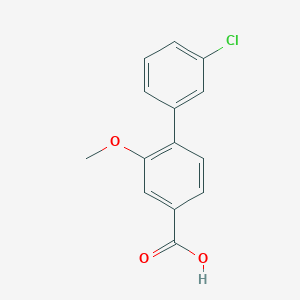 molecular formula C14H11ClO3 B3095264 4-(3-Chlorophenyl)-3-methoxybenzoic acid CAS No. 1261990-70-8