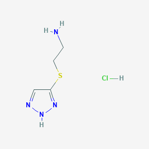 molecular formula C4H9ClN4S B3095360 [2-(1H-1,2,3-Triazol-5-ylthio)ethyl]amine hydrochloride CAS No. 1262771-37-8