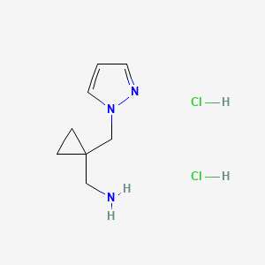 molecular formula C8H15Cl2N3 B3095364 {[1-(1H-Pyrazol-1-ylmethyl)cyclopropyl]methyl}amine dihydrochloride CAS No. 1262771-67-4