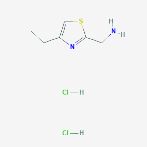 molecular formula C6H12Cl2N2S B3095368 [(4-Ethyl-1,3-thiazol-2-yl)methyl]amine dihydrochloride CAS No. 1262771-85-6