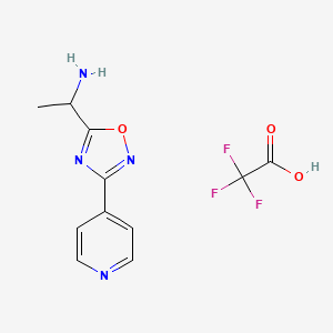 molecular formula C11H11F3N4O3 B3095405 {1-[3-(4-Pyridinyl)-1,2,4-oxadiazol-5-yl]ethyl}amine trifluoroacetate CAS No. 1262774-88-8