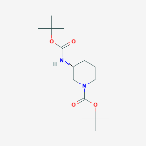 molecular formula C15H28N2O4 B3095446 (R)-tert-Butyl 3-((tert-butoxycarbonyl)amino)piperidine-1-carboxylate CAS No. 1263078-12-1