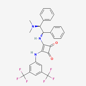 molecular formula C28H23F6N3O2 B3095462 3-[[(1S,2S)-1,2-Diphenyl-2-(dimethylamino)ethyl]amino]-4-[3,5-bis(trifluoromethyl)anilino]-3-cyclobutene-1,2-dione CAS No. 1263205-97-5