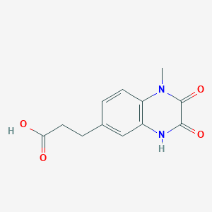 molecular formula C12H12N2O4 B3095552 3-(1-Methyl-2,3-dioxo-1,2,3,4-tetrahydroquinoxalin-6-yl)propanoic acid CAS No. 1266366-81-7