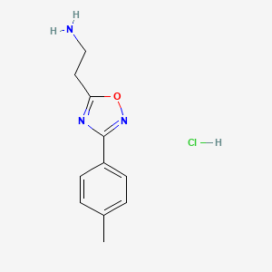 molecular formula C11H14ClN3O B3095579 {2-[3-(4-Methylphenyl)-1,2,4-oxadiazol-5-yl]ethyl}amine hydrochloride CAS No. 1266694-02-3