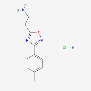 molecular formula C11H14ClN3O B3095579 {2-[3-(4-甲基苯基)-1,2,4-恶二唑-5-基]乙基}胺盐酸盐 CAS No. 1266694-02-3