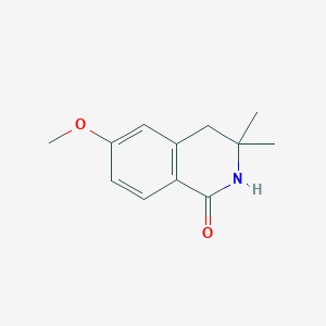 molecular formula C12H15NO2 B3095604 6-Methoxy-3,3-dimethyl-3,4-dihydroisoquinolin-1(2H)-one CAS No. 1267456-79-0