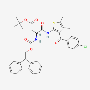 molecular formula C36H35ClN2O6S B3095655 tert-Butyl (S)-3-(Fmoc-amino)-4-[[3-(4-chlorobenzoyl)-4,5-dimethyl-2-thienyl]amino]-4-oxobutanoate CAS No. 1268524-65-7