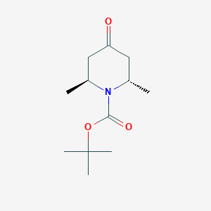 molecular formula C12H21NO3 B3095672 (2S,6s)-2,6-Dimethyl-4-oxo-piperidine-1-carboxylic acid tert-butyl ester CAS No. 1268816-80-3