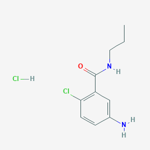molecular formula C10H14Cl2N2O B3095687 5-Amino-2-chloro-N-propylbenzamide hydrochloride CAS No. 1268982-79-1