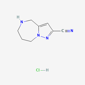 molecular formula C8H11ClN4 B3095695 5,6,7,8-四氢-4h-吡唑并[1,5-a][1,4]二氮杂卓-2-甲腈盐酸盐 CAS No. 1268983-06-7