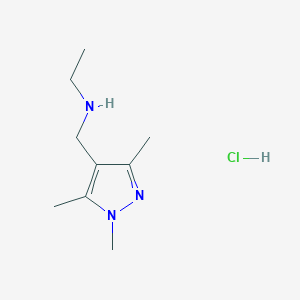 B3095701 N-[(1,3,5-Trimethyl-1H-pyrazol-4-yl)methyl]ethanamine hydrochloride CAS No. 1268990-49-3