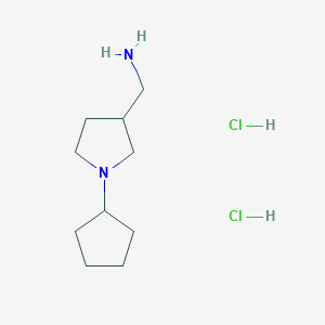 molecular formula C10H22Cl2N2 B3095777 [(1-Cyclopentyl-3-pyrrolidinyl)methyl]amine dihydrochloride CAS No. 1269053-09-9