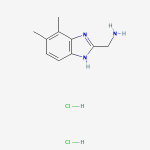 molecular formula C10H15Cl2N3 B3095796 [(4,5-dimethyl-1H-benzimidazol-2-yl)methyl]amine dihydrochloride CAS No. 1269053-76-0