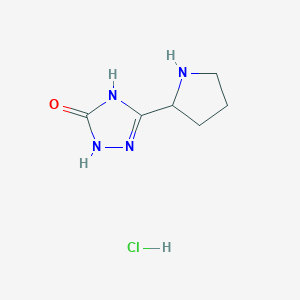 molecular formula C6H11ClN4O B3095817 3-(吡咯烷-2-基)-1H-1,2,4-三唑-5(4H)-酮盐酸盐 CAS No. 1269062-24-9