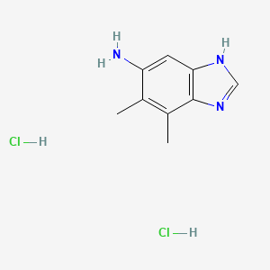 molecular formula C9H13Cl2N3 B3095841 4,5-Dimethyl-1H-benzimidazol-6-amine dihydrochloride CAS No. 1269105-94-3