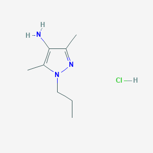 molecular formula C8H16ClN3 B3095844 3,5-二甲基-1-丙基-1H-吡唑-4-胺盐酸盐 CAS No. 1269105-97-6