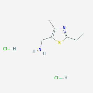 molecular formula C7H14Cl2N2S B3095876 [(2-Ethyl-4-methyl-1,3-thiazol-5-yl)methyl]amine dihydrochloride CAS No. 1269184-78-2