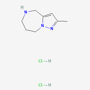 molecular formula C8H15Cl2N3 B3095886 2-甲基-5,6,7,8-四氢-4H-吡唑并[1,5-a][1,4]二氮杂卓二盐酸盐 CAS No. 1269188-93-3