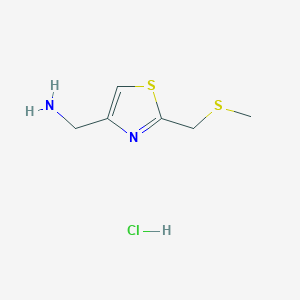 molecular formula C6H11ClN2S2 B3095918 ({2-[(Methylthio)methyl]-1,3-thiazol-4-yl}methyl)amine hydrochloride CAS No. 1269199-56-5