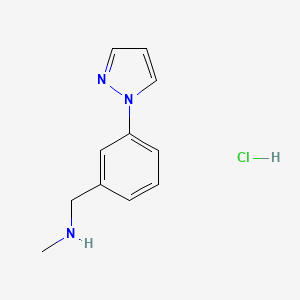 molecular formula C11H14ClN3 B3095982 N-Methyl-1-[3-(1H-pyrazol-1-yl)phenyl]methanamine hydrochloride CAS No. 1269378-58-6