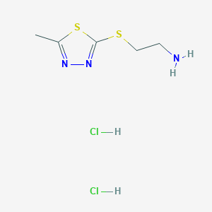 molecular formula C5H11Cl2N3S2 B3095984 {2-[(5-Methyl-1,3,4-thiadiazol-2-yl)thio]ethyl}amine dihydrochloride CAS No. 1269378-89-3