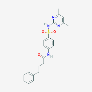 molecular formula C22H24N4O3S B309607 N-(4-{[(4,6-dimethyl-2-pyrimidinyl)amino]sulfonyl}phenyl)-4-phenylbutanamide 