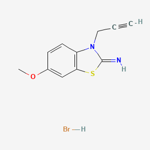 molecular formula C11H11BrN2OS B3096195 6-甲氧基-3-(丙-2-炔-1-基)苯并[d]噻唑-2(3H)-亚胺氢溴酸盐 CAS No. 127346-14-9