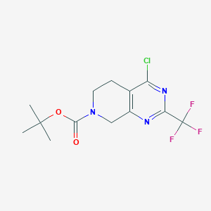 molecular formula C13H15ClF3N3O2 B3096235 叔丁基-4-氯-2-(三氟甲基)-5,6-二氢吡啶并[3,4-D]嘧啶-7(8H)-甲酸酯 CAS No. 1274804-46-4