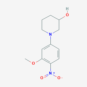 molecular formula C12H16N2O4 B3096251 1-(3-Methoxy-4-nitrophenyl)piperidin-3-ol CAS No. 1275398-59-8