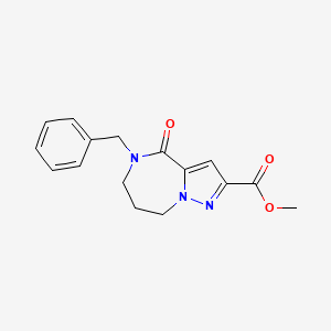 molecular formula C16H17N3O3 B3096424 5-苄基-4-氧代-4H,5H,6H,7H,8H-吡唑并[1,5-a][1,4]二氮杂卓-2-羧酸甲酯 CAS No. 1281872-49-8