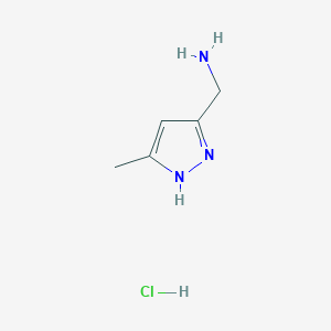 molecular formula C5H10ClN3 B3096448 (3-甲基-1H-吡唑-5-基)甲胺盐酸盐 CAS No. 1282606-76-1