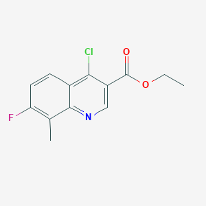 molecular formula C13H11ClFNO2 B3096495 3-QUinolinecarboxylic acid, 4-chloro-7-fluoro-8-methyl-, ethyl ester CAS No. 1284559-81-4