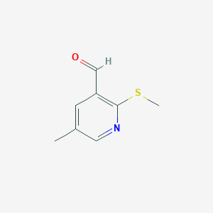 molecular formula C8H9NOS B3096770 5-Methyl-2-(methylthio)nicotinaldehyde CAS No. 1289211-85-3