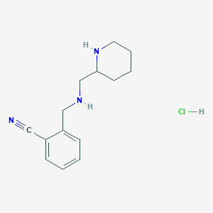 molecular formula C14H20ClN3 B3096775 2-(((哌啶-2-基甲基)氨基)甲基)苯甲腈盐酸盐 CAS No. 1289384-68-4